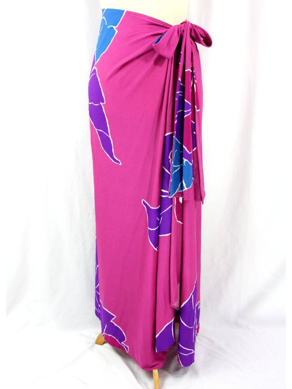 Vintage New Cole California Floral Wrap Sarong Side Tie Maxi Skirt L 1970s NWT